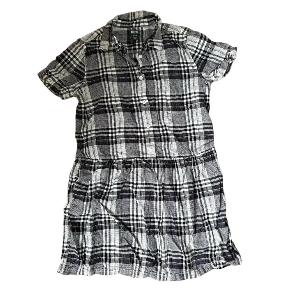 Roots Black and White Plaid Mini Dress - Picture 1 of 3